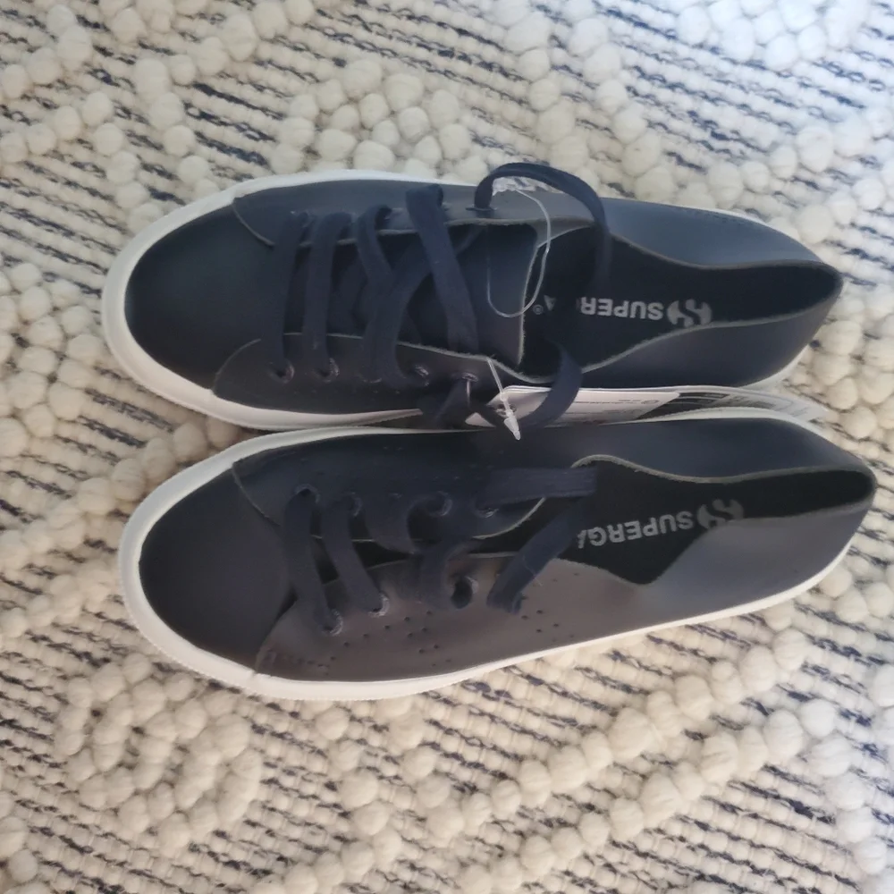Superga Leather Sneakers Trainers 2750 Navy Blue Euro 36 Women's 6 Men's 4.5